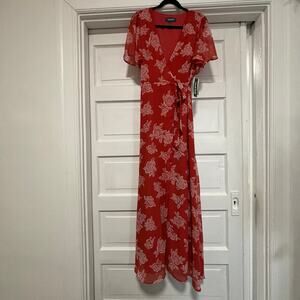 ModCloth Floral Printed Maxi Wrap Dress Size Small NWT